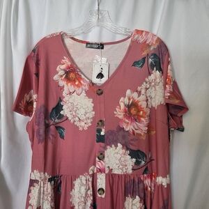 Bedoar NWT Chic Floral V Neck Side Pockets Dress Size 20
